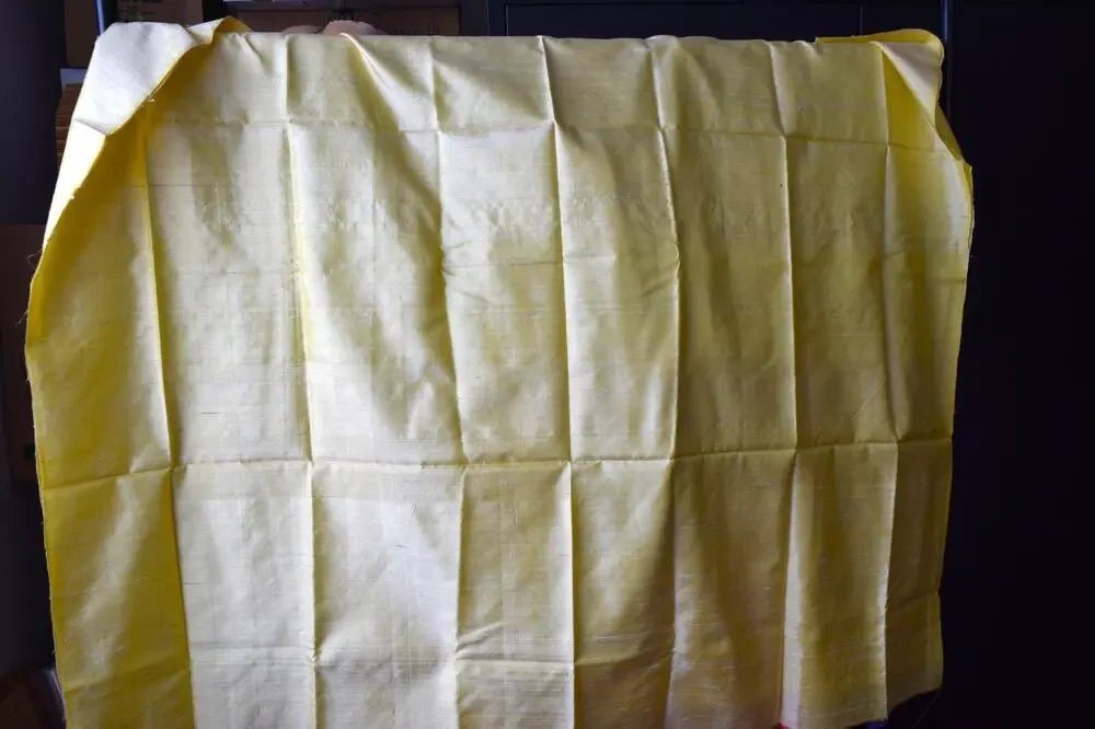 White Yellow Iridescent 100% Silk Dupioni Fabric 39” wide / abt 2 yards ( 71